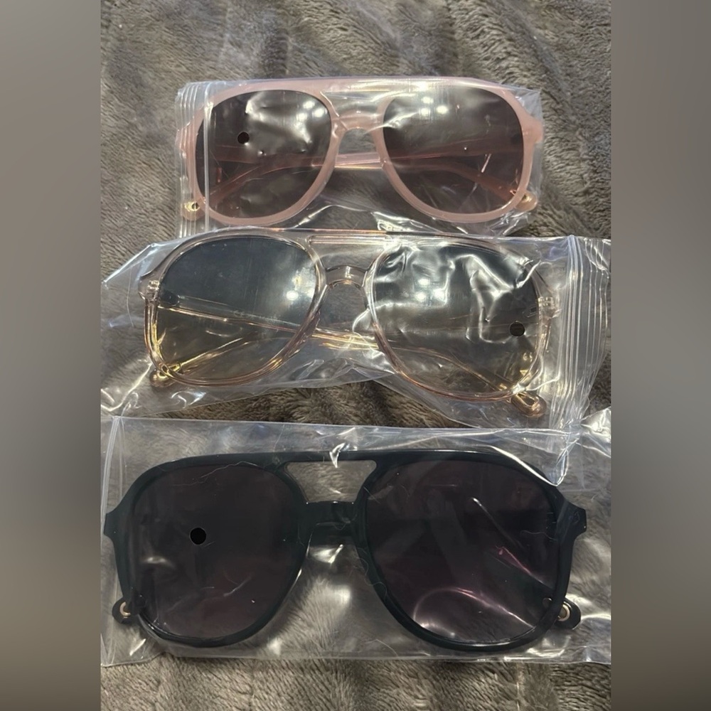 Three-Pair Sunglasses Set - Light Pink, Blush & Black Frames